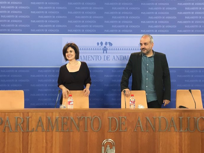 La portavoz adjunta de Podemos, Esperanza Gómez, y el diputado Jesús de Manuel