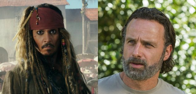 Jack Sparrow en Piratas del Caribe 5 y Rick Grimes en The Walking Dead