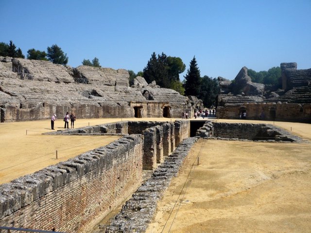 El anfiteatro romano de Itálica.