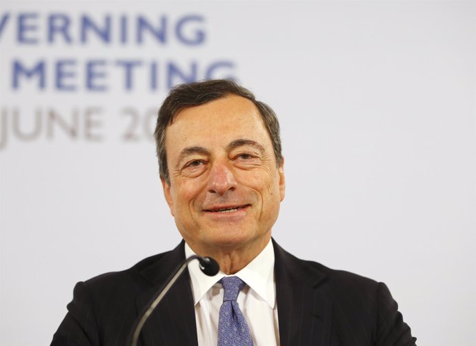 European Central Bank (ECB) President Mario Draghi attends a news conference in 