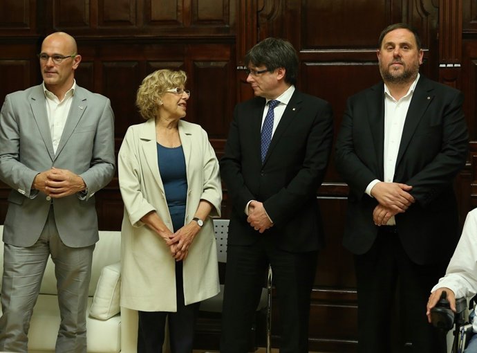 Conferencia de Puigdemont en Madrid con Carmena, Junqueras y Romeva 