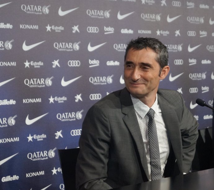 Ernesto Valverde, en la presentación como entrenador del FC Barcelona