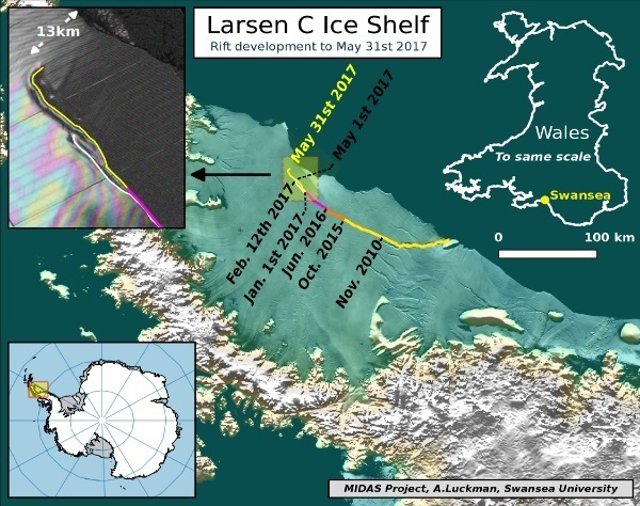 Evolución de brecha en Larsen C