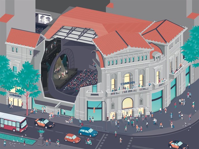Ilustración del nuevo proyecto de los cines Comèdia, por Mercè Iglesias.