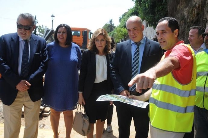 Antonio Ruiz (dcha.) durante su visita a Montoro