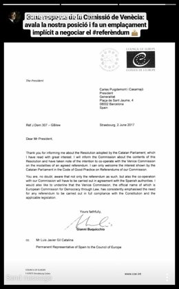Instagram stories d'Carles  Puigdemont sobre la carta de la Comissió de Venècia