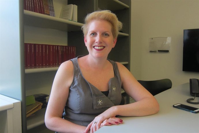 Clare Mackintosh en una entrevista de Europa Press                     