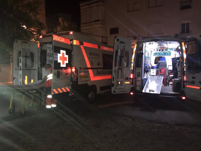 Ambulancias de Cruz Roja en Los Palomos de Badajoz 2017