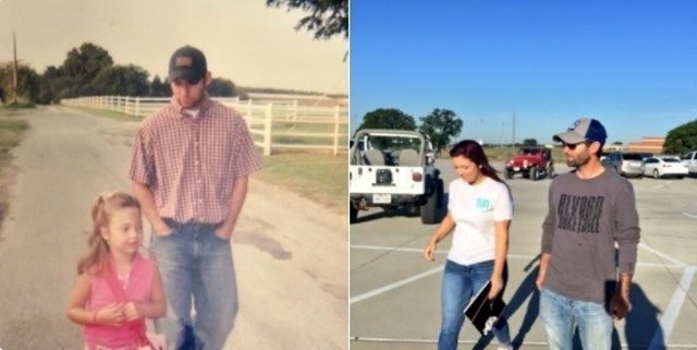 Padre acompaña a su hija el primer día de colegio y el útimo