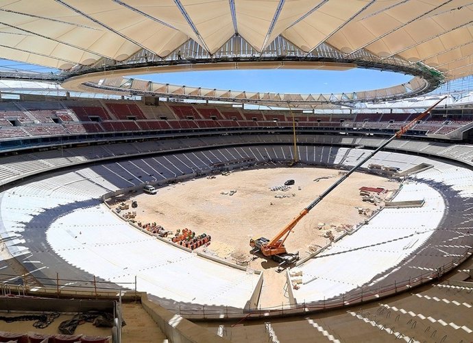 Imatge de les obres del Wanda Metropolitano, nou estadi de l'Atlètic 