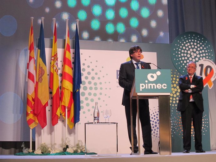 Carles Puigdemont, durante el discurso 
