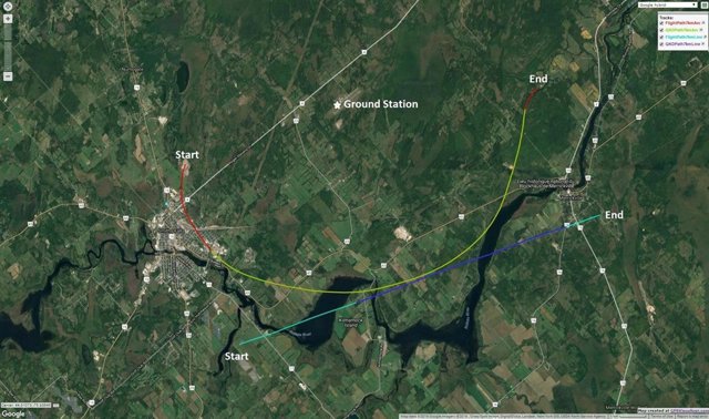 Rutas de vuelo realizadas durante la prueba