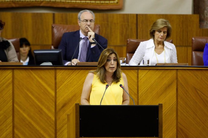 La presidenta de la Junta de Andalucía, Susana Díaz,  en el Parlamento andaluz