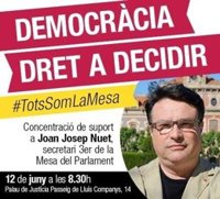 Los 'comuns' llaman a movilizarse en apoyo a Nuet en su declaración ante el TSJC