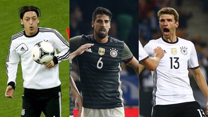 Ozil, Khedira y Muller con la selección alemana