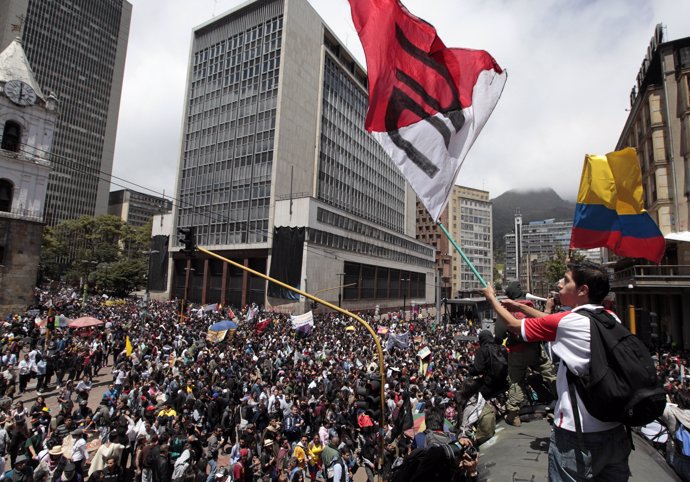 Estudiantes durante una manifestación en 2013 en Colombia