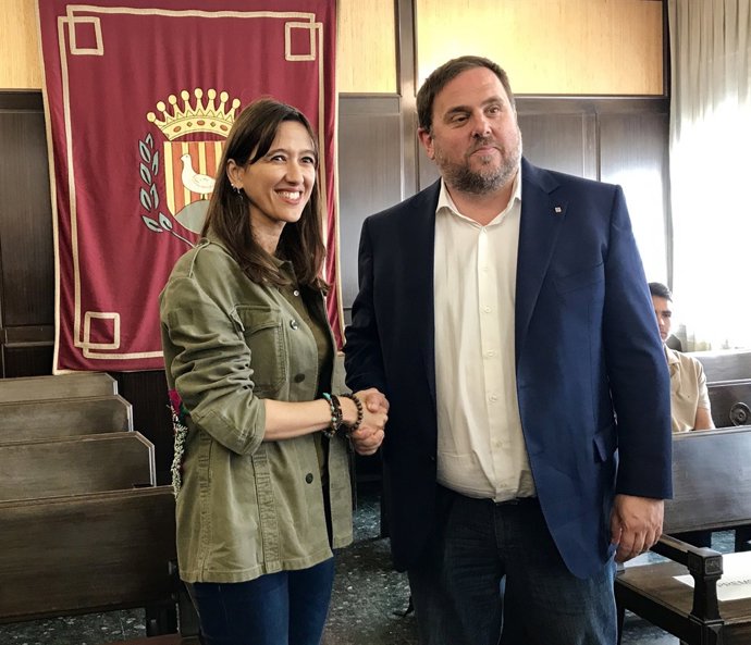 L'alcaldessa Núria Parlon (PSC), el vicept. Oriol Junqueras (ERC)