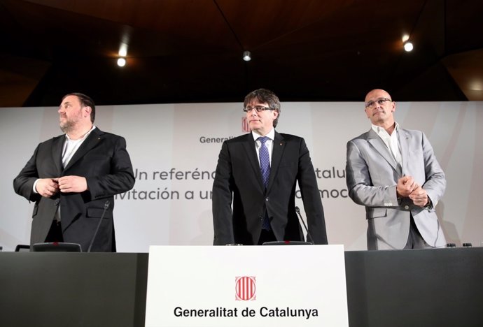Puigdemont, Junqueras y Romeva hablan en Madrid sobre el referendum 