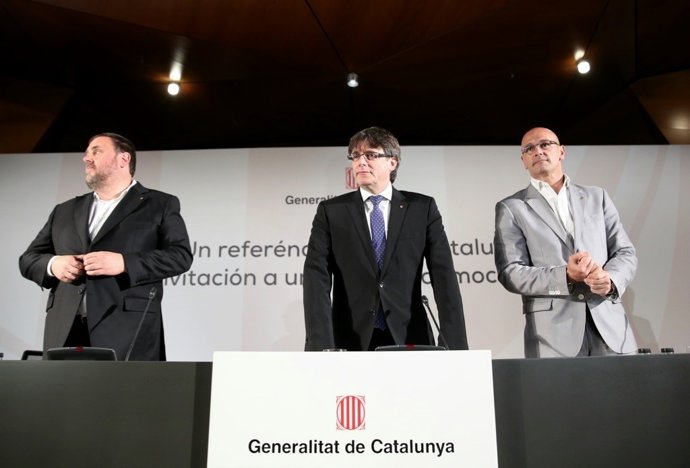 Puigdemont, Junqueras i Romeva parlen a Madrid sobre el referendum 