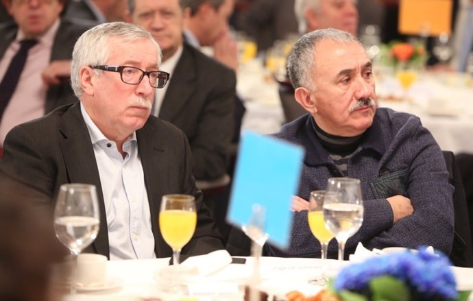 Pepe Álvarez e Ignacio Fernández Toxo en el Desayuno de Europa Press