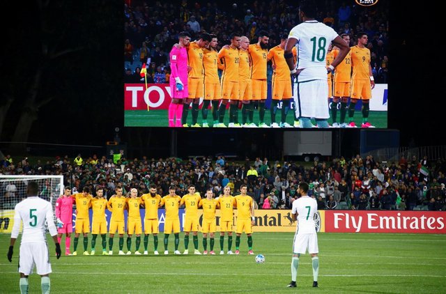 Els jugadors d'Austràlia durant el minut de silenci