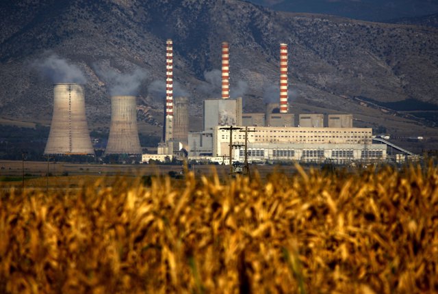 General view of a lignite mine near Greece's biggest power plants of Agios Dimit