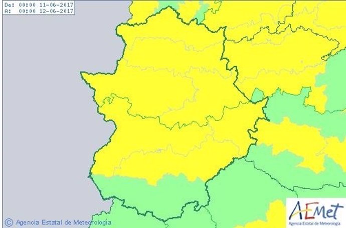 Avisos amarillos por calor en casi toda Extremadura este domingo