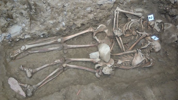 Los restos exhumaados en Lintzoain