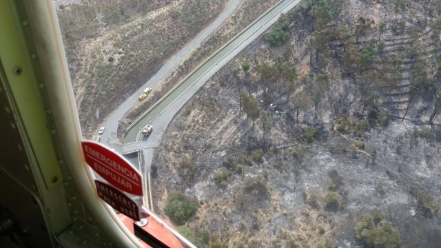 Vista aérea del incendio forestal de El Granado (Huelva)