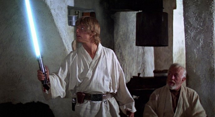 Luke Skywalker al costat d'Obi Wan Kenobi en Star Wars