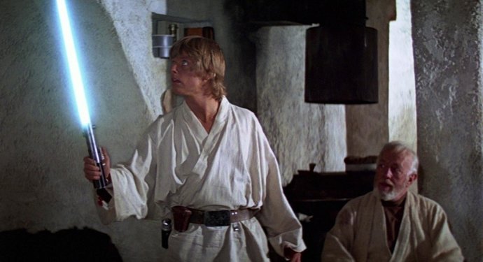 Luke Skywalker al costat d'Obi Wan Kenobi en Star Wars