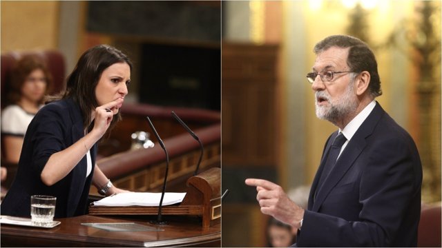 Irene Montero y Mariano Rajoy en el debate de la moción de censura