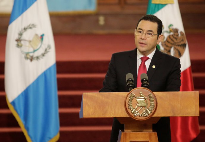 Guatemala's President Jimmy Morales holds a joint news conference with Mexico's 