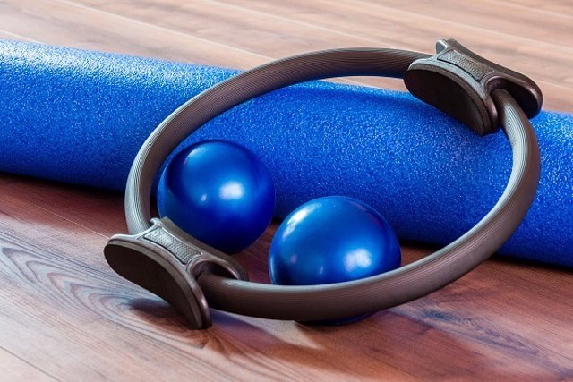 DRESDEN, SAXONY, GERMANY - 2016/07/24: Foam roll, balls and ring are the main ut