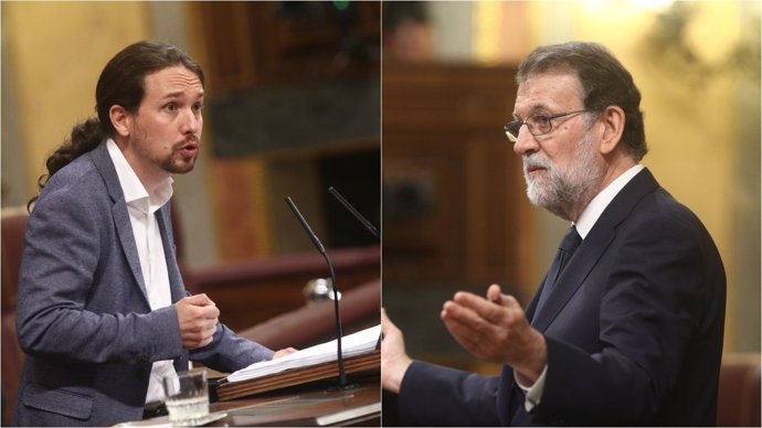Pablo Iglesias y Mariano Rajoy en el debate de la moción de censura
