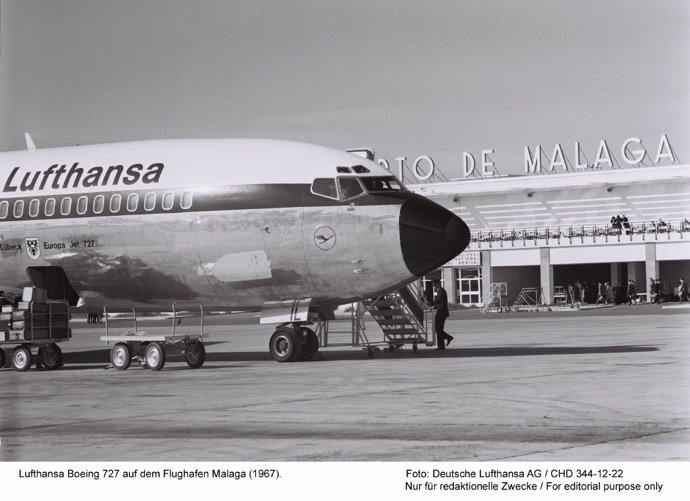 Lufthansa Boeing 727 auf dem Flughafen Malaga (1967).Foto: Deutsche Lufthansa 