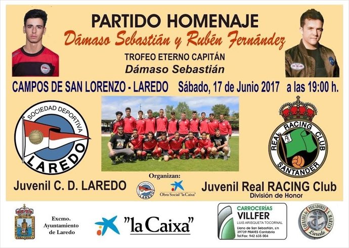 Cartel partido fútbol homenaje a jóvenes fallecidos en accidente 