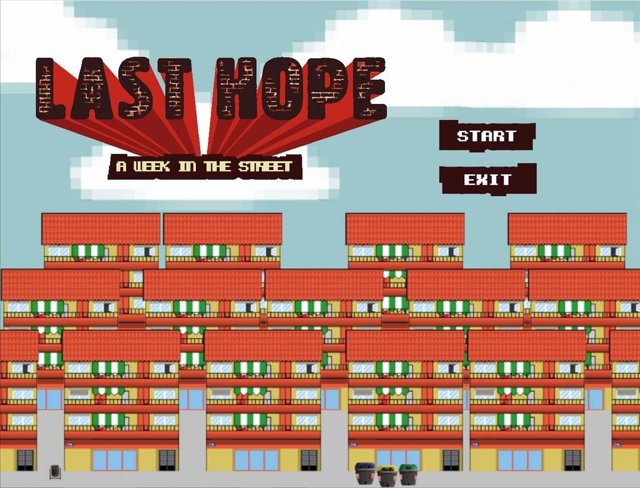 Pantalla inicial del videojoc 'Last hope. A week in the street'