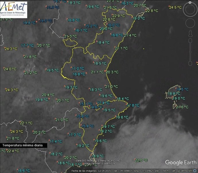 Mínimas esta madrugada en la Comunitat Valenciana