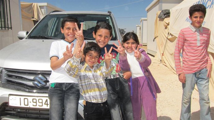 Niños en el campo de refugiados sirios de Zaatari (Jordania) 