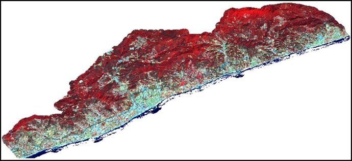 Imagen de satélite de bosques en el Maresme (Barcelona) de 2016
