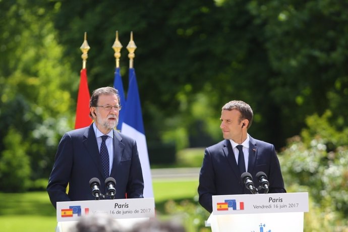 Conferencia de prensa de Rajoy y Macron en el Palacio del Elíseo