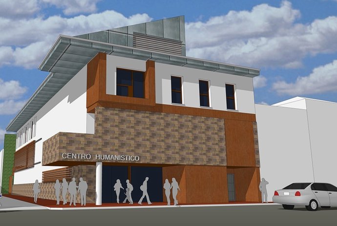 Infografía del nuevo centro humanístico de La Puebla de Alfindén