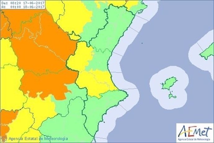 El riesgo se mantendrá todo el sábado en la provincia de Valencia