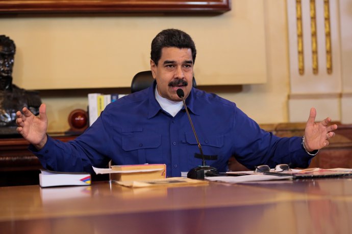 Venezuela's President Nicolas Maduro speaks during a meeting with Vice President