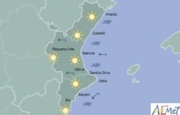 Predicción para esta jornada de domingo de 12 a 00 horas