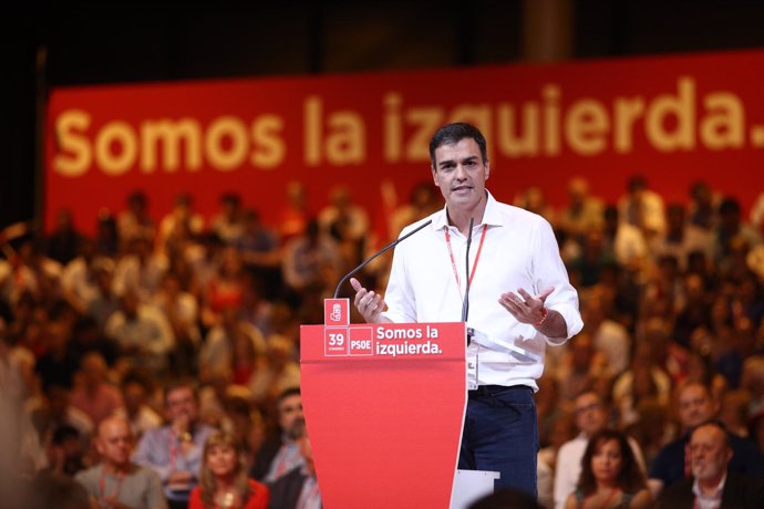Pedro Sánchez durante su discurso en el Congreso del PSOE