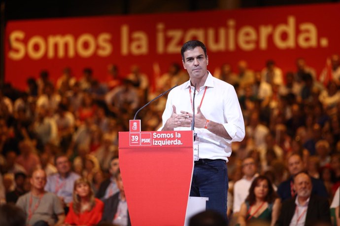 Pedro Sánchez durante su discurso en el Congreso del PSOE