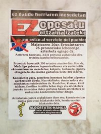 Aparecen carteles en los que reclaman a los jóvenes que no se apunten a las OPE de la Ertzaintza