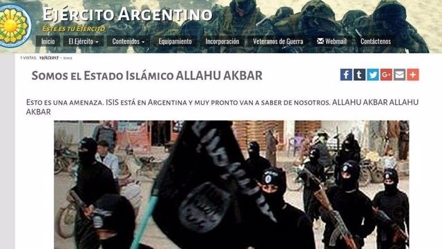 Ataque con imágenes del Estado Islámico en la web del Ejército argentino